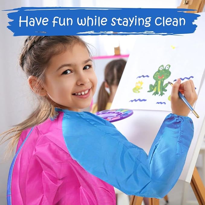 Kids Painting Set, Washable Paint for Kids 10 Colors, 7 Paintbrushes, Paint Palette, Painting Smock, Non Toxic Tempera Paints 2 oz Each,Paints for Toddlers Gifting Bundle Art, Crafts