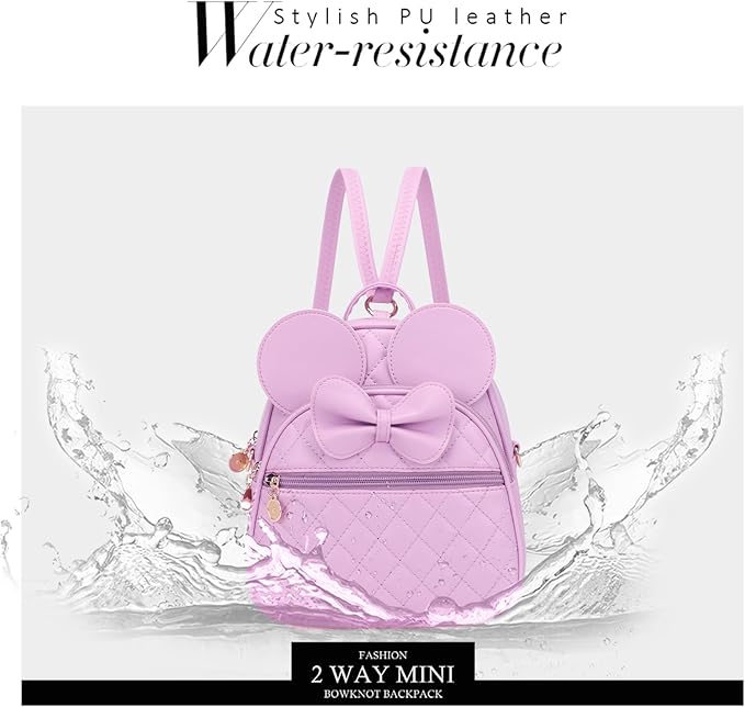 KL928 Girls Bowknot Polka Dot Cute Mini Backpack Small Daypacks Convertible Shoulder Bag Purse for Women