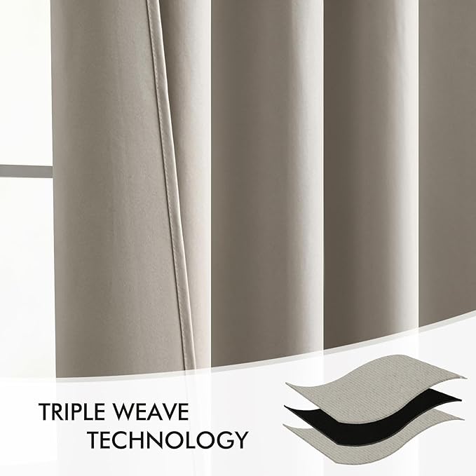 MIULEE Stone Back Tab Blackout Curtain 96 Inch Long 2 Panels Set for Bedroom, Rod Pocket/Pinch Pleat Thermal Insulated Living Room Darkening Pleated Light Blocking Floor to Ceiling Drape