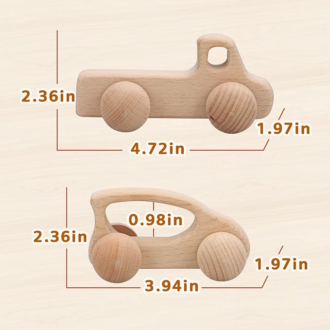 TOY Life Wooden Toys Cars, Montessori Toys for Babies 0-6-12 Months, Rattle Toy Cars for Toddlers 1-3, Christmas Wooden Baby Toys Gift 1 Year Old, Baby Boy Nursery Decor, 1 Year Old Boy Birthday Gift