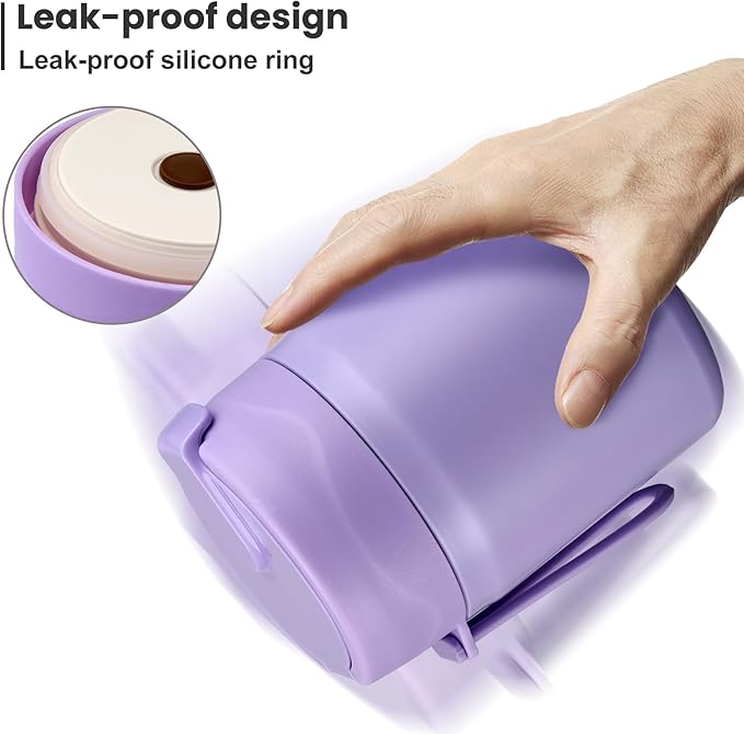 17oz Soup Thermo for Hot Food Kids,Insulated Food Jar with Spoon,Thermo Hot Food Lunch Container,Wide Mouth Leakproof Stainless Steel Lunch Box for School-Purple