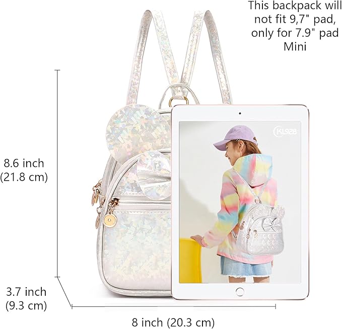 KL928 Girls Bowknot Polka Dot Cute Mini Backpack Small Daypacks Convertible Shoulder Bag Purse for Women