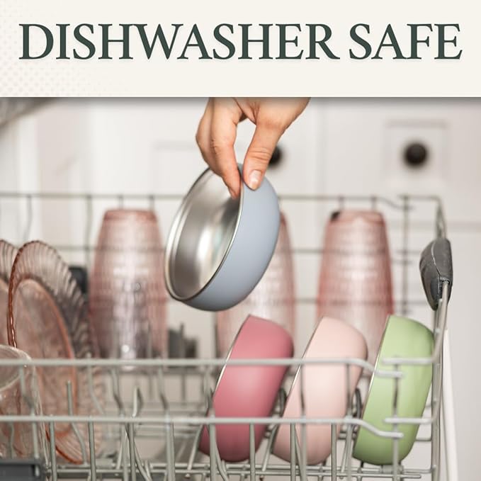 Monkey Proof™ Non-Toxic Stainless Steel Child Bowl 5” with Non-Slip Silicone Shell, (Set of 4 bowls) Unbreakable, Mess Free Feeding for Babies, Toddlers, Kids, BPA free (Rose)