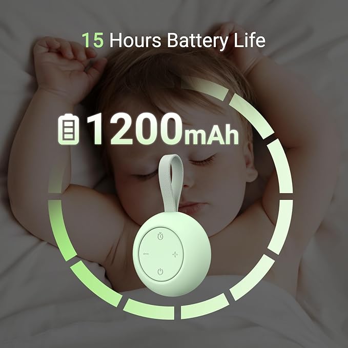 Portable Baby Sound Machine [White Noise for Babies Kids Adults][Sleep Soother][Timer Function][12 Soothing Sounds] 15 Hours Battery Life, Registry Gift,Shower,Clips on Baby Stroller.Mint