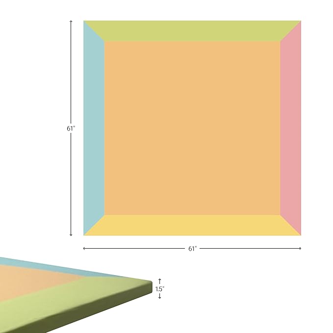 Zety Compatible Baby Play Mat - PU Leather Baby Playpen Mat - Waterproof Baby Play Mats for Floor - 1.5" Thick High Density Foam Play Mat (Colored, 8-Panel) (Colored, 8-Panel)