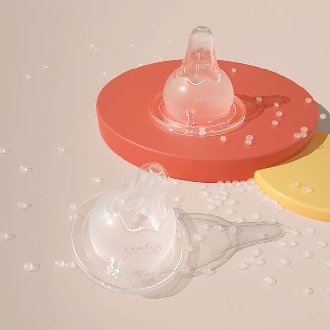 YOHKOH Natural Glass Baby Bottle with Natural Response Nipple, Newborn Anti-Colic Baby Bottles, Wide Neck Mushroom Cap Baby Bottle, Clear (8.8ounce (Pack of 2), Yellow1)