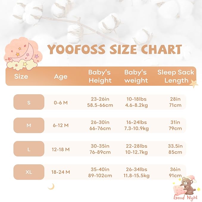 Yoofoss Baby Sleep Sack 6-12 Months Baby Wearable Blanket 100% Organic Cotton 2-Way Zipper TOG 0.5 Toddler Sleeping Sack, Lightweight Sleep Sacks for Babies(Medium)