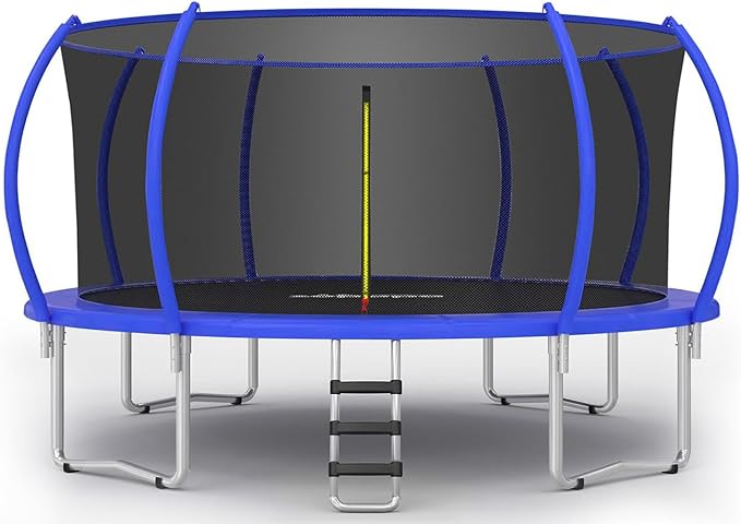 Zupapa 1500LBS Weight Capacity No-Gap Design 16 15 14 12 10FT Trampoline for Kids with Safety Enclosure Net Outdoor Backyards Trampolines with Non-Slip Ladder for Children Adults Family