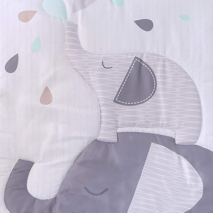 Wowelife Elephant Crib Bedding Set for Boys, Premium 3-Piece Baby Bedding Set, Elephant, Gray Crib Bed Sets, Newborn, Infant, Nursery Bed Set with Crib Sheet, Ruffle Comforter