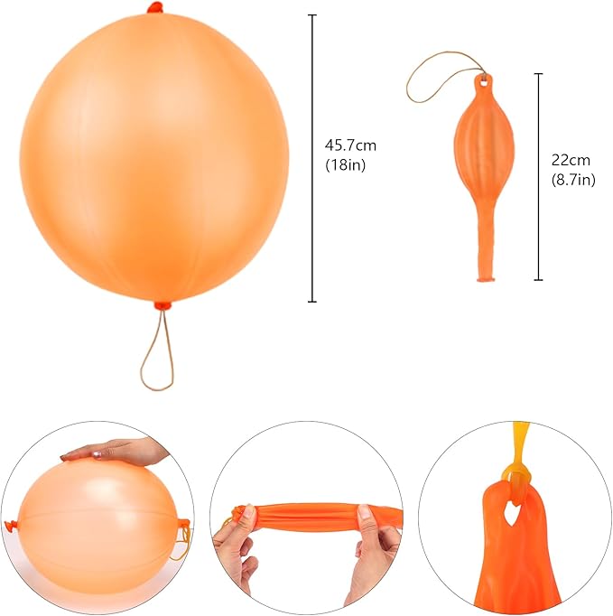 RUBFAC 36 Punch Balloons Punching Balloon Heavy Duty Party Favors For Kids, Bouncy Balls with Rubber Band Handle for Birthday Party, Goodie Bag, Stocking Stuffers for Kids