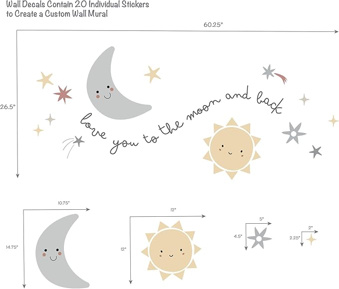 Bedtime Originals Little Star Celestial Moon & Stars Wall Decal/Stickers
