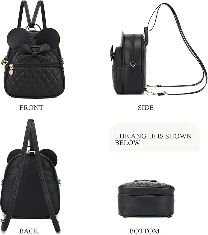 KL928 Girls Bowknot Polka Dot Cute Mini Backpack Small Daypacks Convertible Shoulder Bag Purse for Women