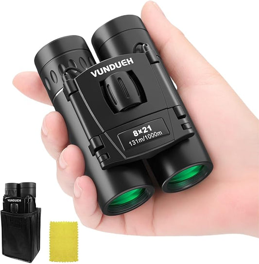 Compact HD Binoculars for Adults and Kids, Children Small High Powered Binoculars with Clear Low Light Night Vision, Mini Pocket Lightweight Waterproof for Hunting Bird Watching Travel Concert