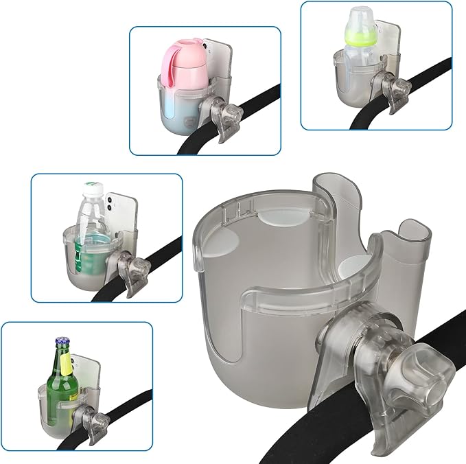 Accmor Stroller Cup Holder with Phone Holder, Bike Cup Holder, Universal Cup Holder for Uppababy Nuna Doona Strollers, 2-in-1 Cup Phone Holder for Stroller, Bike, Wheelchair, Walker, Scooter