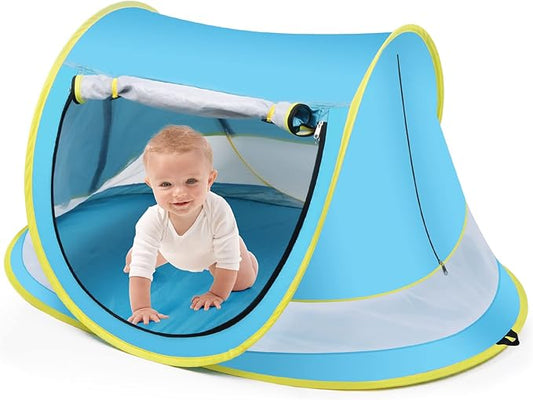 Baby Beach Tent,Large Pop Up Beach Tent Sun Shade for Beach,Portable Baby Travel Tent with Mosquito Net,Indoor Baby Play Tent,UPF 50+ UV Protection Sun Shelters for Infants
