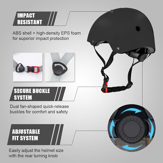 Kids Bike Helmet and Pads Set for Ages 2–14, CPSC Certified Adjustable Helmet with Knee Elbow Wrist Guards, for Skateboard, Scooter, Skating, Rollerblading, Multi-Sport Protective Gear