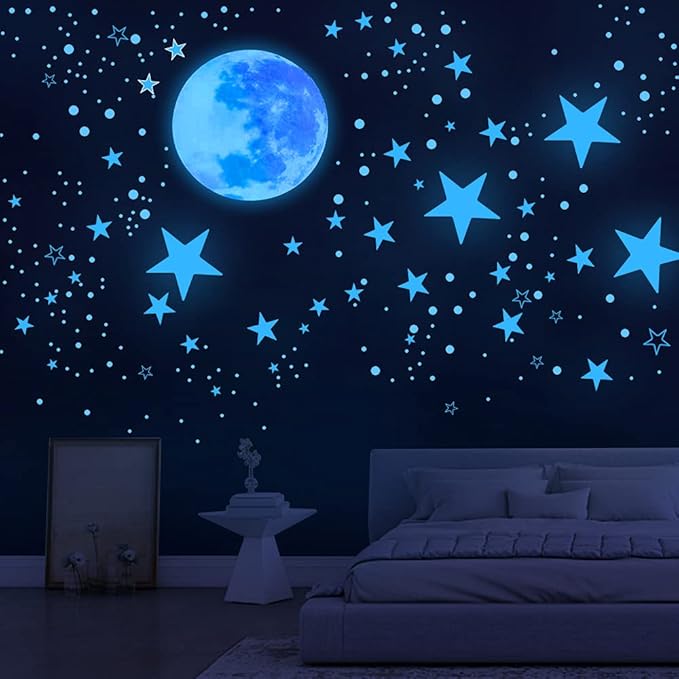 Glow in The Dark Stars for Ceiling,Star Decorations for Bedroom,Kids Boys Girls Room Decor,Cool Things for Your Play Room,Wall Stickers for Bedroom,Wall Decorations