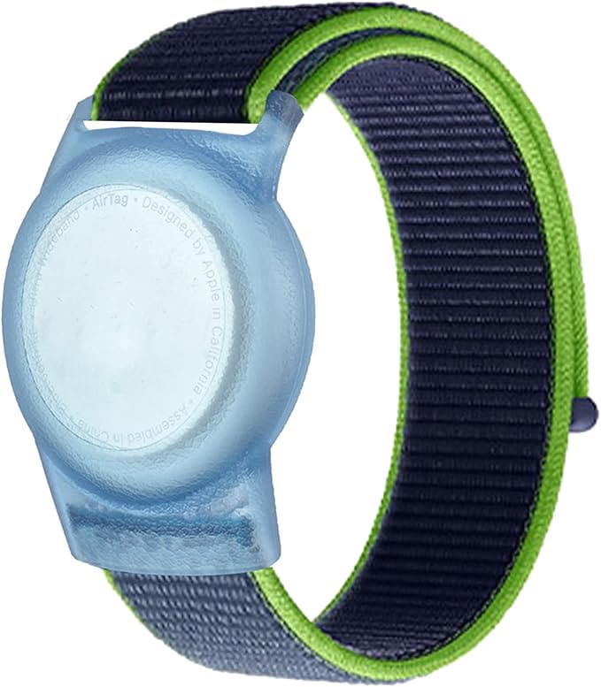 Kids Wristband Compatible with Apple AirTag, Protective Case for Air Tag GPS Tracker Holder with Nylon Bracelet, Adjustable Anti Lost Watch Band for Toddler Child Elder(Dark Blue)