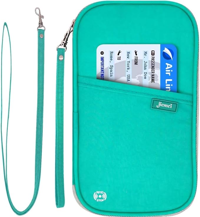 RFID Family Passport Wallet Holder Waterproof, Travel Document Organizer Credit Card Clutch Bag for Men Women