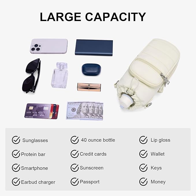 Water Bottle Bag 40 oz Crossbody Holder for Walking Hiking Insulated Carrier Purse with Adjustable Strap