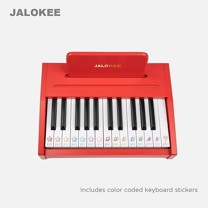 Kids Piano Keyboard, Digital Piano for Kids, Music Educational Instrument Toy, Wood Toy for 3+ Girls and Boys (Red, 25 Keys)