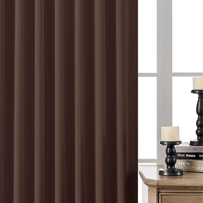 Joydeco Blackout Curtains 108 Inches Long, Thermal Insulated Black Out Curtains 2 Panels Set, Room Darkening Drapes for Living Room Window Rod Pocket Back Tab (W52 x L108 Inch, Chocolate)
