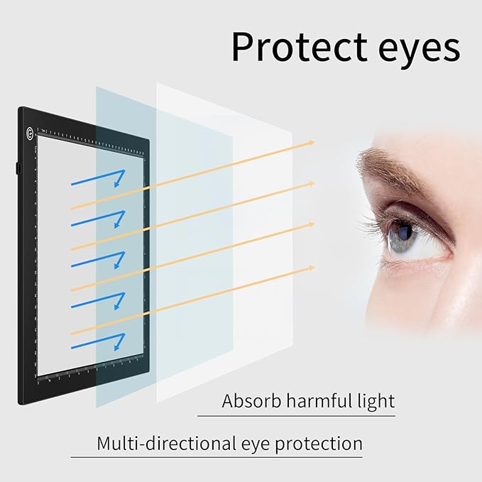 Light Box Drawing Pad A4, Tracing Board with Type-C Charge Cable and Brightness Adjustable for Artists, AnimationDrawing, Sketching, Animation, X-ray Viewing (A4-PS)