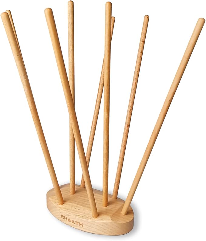 Plastic Bag and Bottle Drying Rack, Reusable Ziplock and Freezer Bag Dryer Rack, Space Saving, Beech Wood