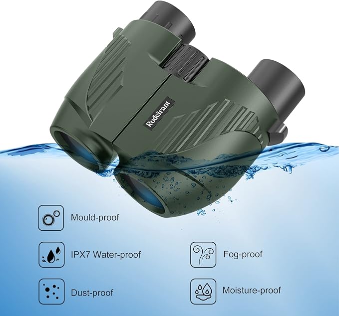 20X25 Compact Binoculars for Adults and Kids,Large Eyepiece Waterproof Binocular，Easy Focus Small Binoculars for Bird Watching,Hiking and Concert, Green