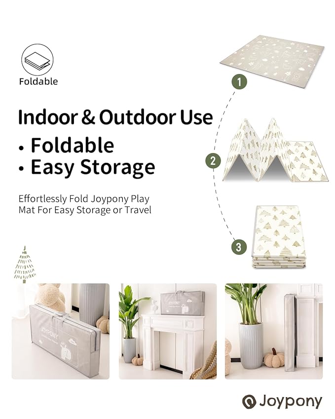 Baby Play Mat, 71x59 Inch Foldable Play Mats for Babies and Toddlers, Waterproof & Anti-Slip Portable Baby Floor Mat for Tummy Time, Baby Mat for Floor with Travel Bag for Indoor Outdoor