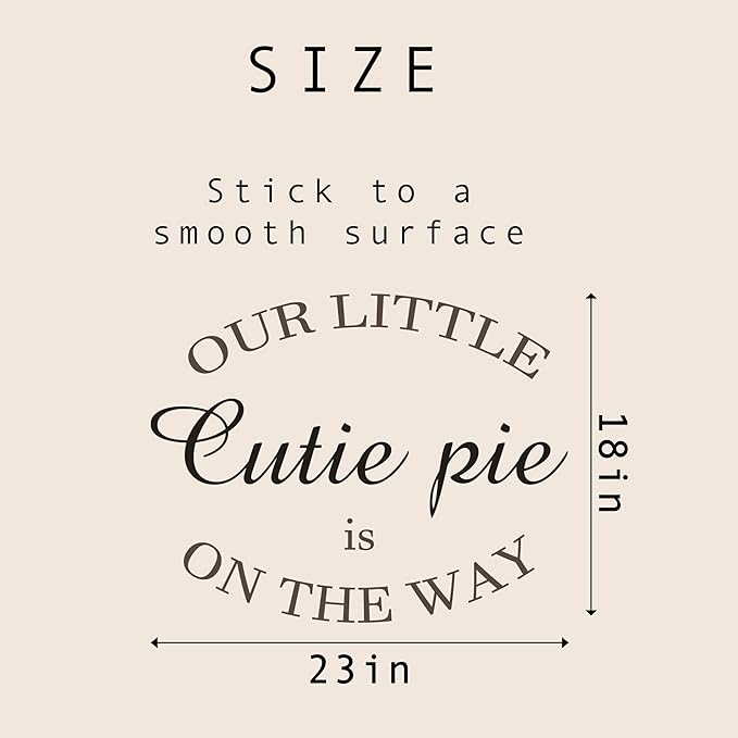 Our Little Cutie Pie is On The Way Wall Decal - Baby Shower Party Decorations Stickers, Gender Reveal Party Supplies Wall Stickers, Balloon Arch Background Wall Decoration Cutie Pie Sign Decal