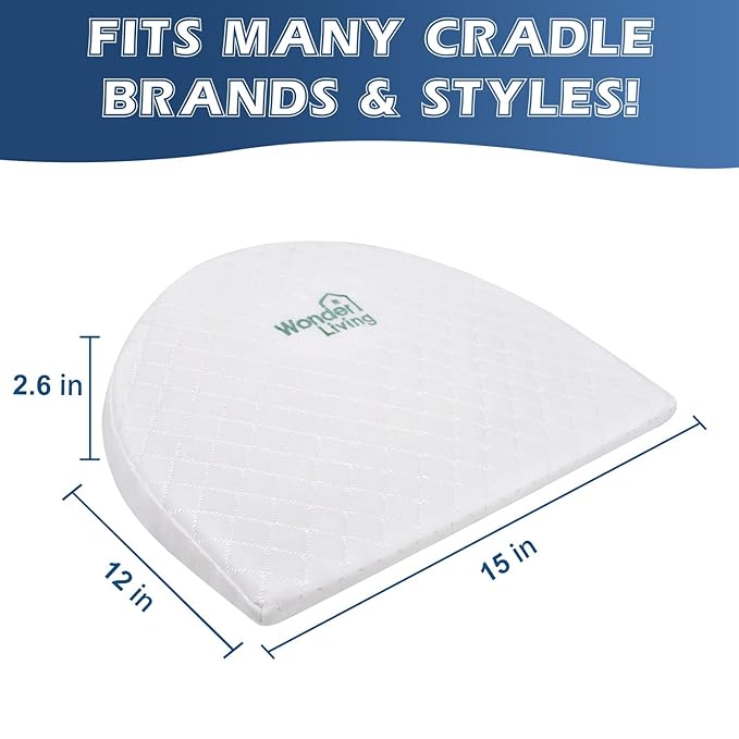 Baby Wedge Pillow for Newborn, Incline, Waterproof, Pregnancy Wedge, Premium Foam with Removable Cover, 15 x 12 x 2.6 inches