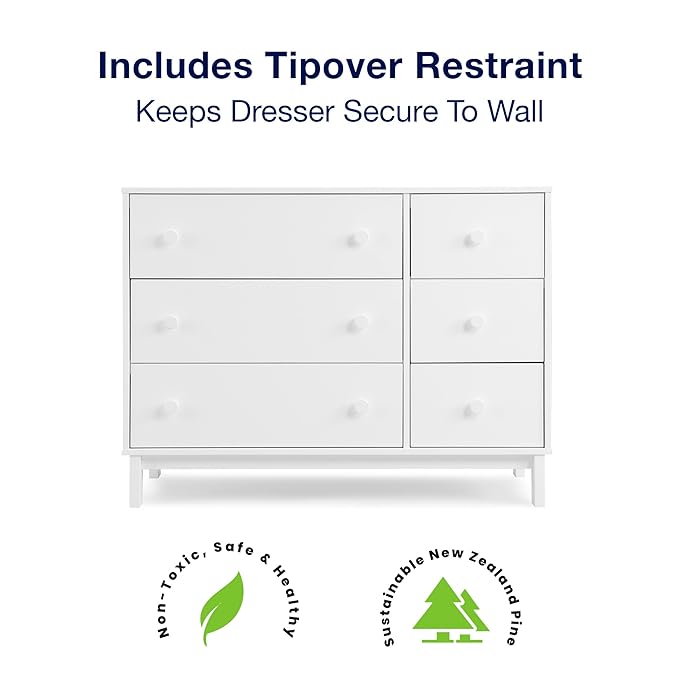 GAP babyGap Legacy 6 Drawer Dresser with Interlocking Drawers - Greenguard Gold Certified, Bianca White