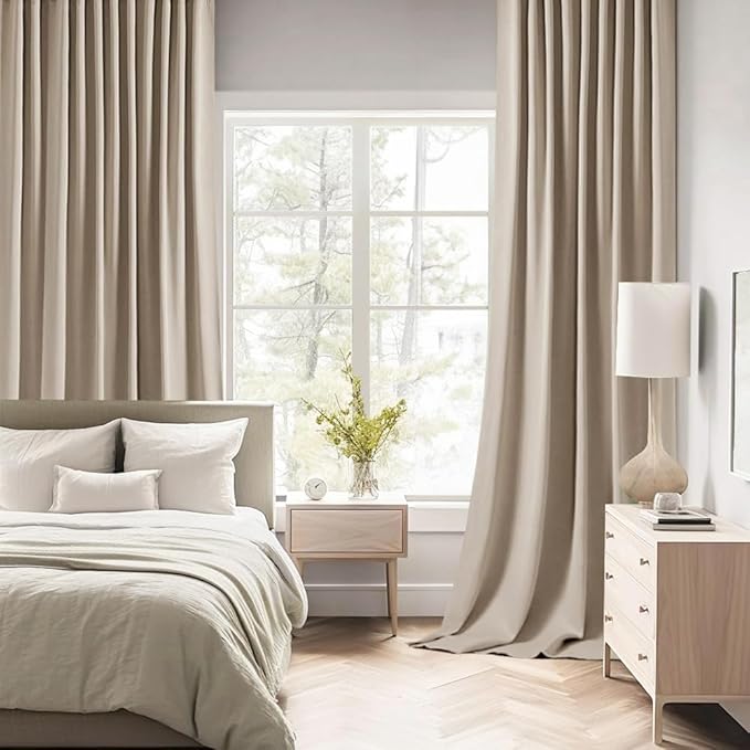 MIULEE Taupe Back Tab Blackout Curtains 120 Inch Long 2 Panels Set for Bedroom, Rod Pocket/Pinch Pleated Extra Long Thermal Insulated Living Room Darkening Light Blocking 10FT Drapes