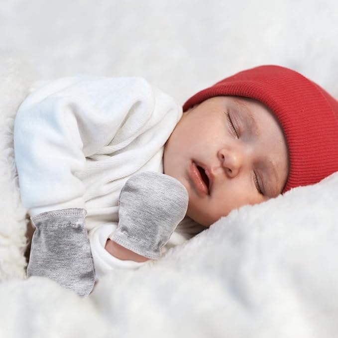BQUBO Newborn Infant Toddler Mittens No Scratch Cotton Elastic Wrist Gloves Hypoallergenic for 0-6 Months Baby Boys Girls