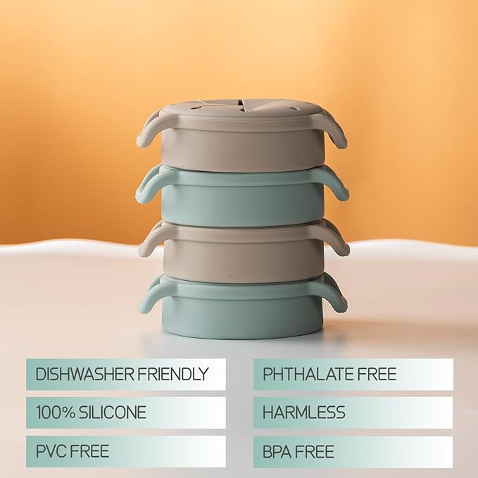 Snack Cups for Toddlers Spill Proof,Baby Snack Containers,Collapsible Food Grade Silicone Snack Cup,Dishwasher Safe and BPA Free,Set Of 2,13 Oz,Blue