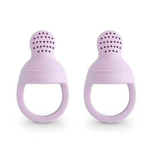 mushie Silicone Baby Fresh Fruit & Food Feeder Pacifier | 6 Months+ (Soft Lilac)