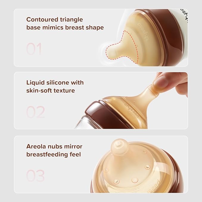 Thyseed Glass Natural Anti-Colic Baby Bottles | Newborn Breast Like Nursing Bottle for Breastfed Babies with Nipple(1-2 Months),5oz,1pack