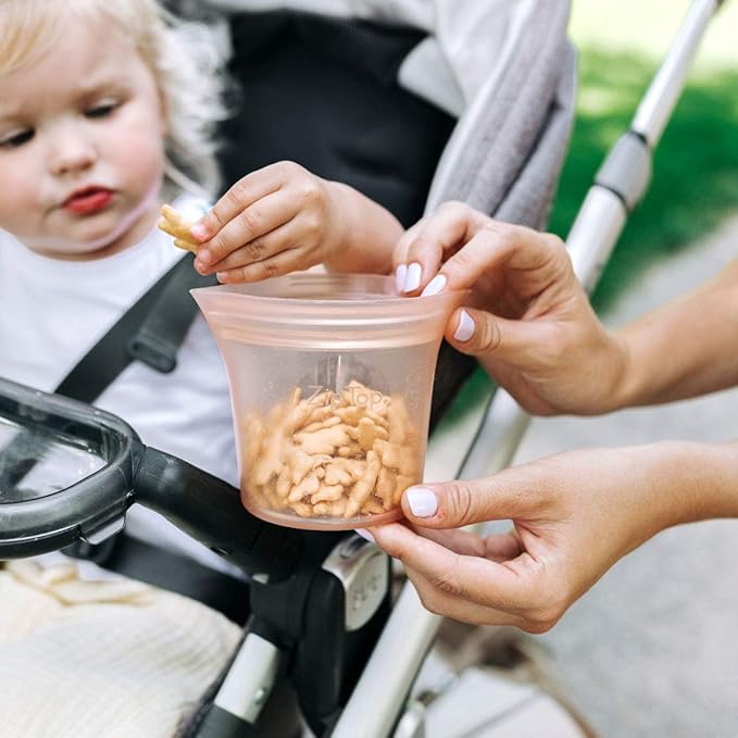Zip Top Reusable Food Storage Bags | Short Cup [Lavender] | Silicone Meal Prep Container | Microwave, Dishwasher and Freezer Safe | Made in the USA