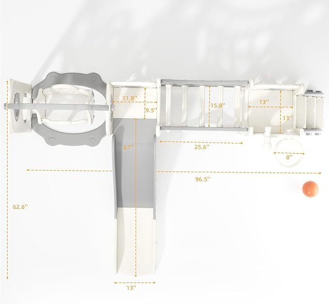KORIMEFA 11 in 1 Toddler Slide and Swing Set, Kids Slide for Toddlers, Outdoor Indoor Playground for Toddlers 1-3, Toddler PlaySet with Basketball Hoop and Ball Golf Set, Climbing Arch(Grey)