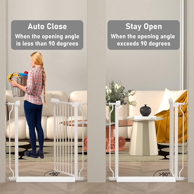 Fairy Baby Extra Wide Baby Gates 71.7-76.3 Inch, Auto Close Child Safety Gates for Stairs Banister Doorways Hallway,Indoor Safety Child Gates for Kids or Pets