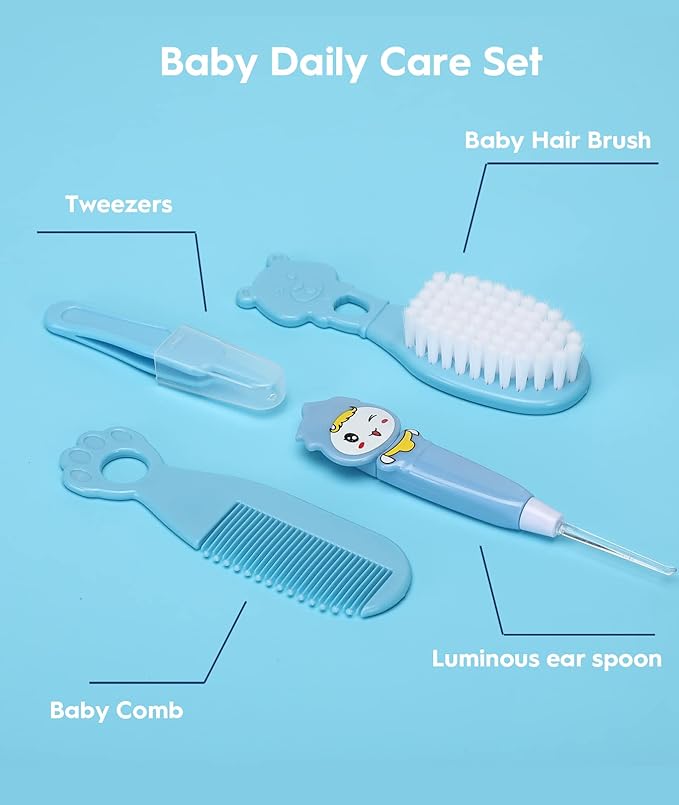 Baby Healthcare and Grooming Kit, Safety Newborn Nursery Baby Care Kit, with Hair Brush Comb, Nail Clipper, Thermometer, Pacifier Clip, Baby Registry Search, Baby Girl Boy Newborn Essentials