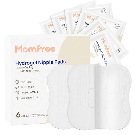 Hydrogel Nipple Gel Pads for Breastfeeding: Soothing Nursing Pads Reusable Instant Cooling Relief | Promotes Healing Irritated Nipples - 6 Packs(12 Count)