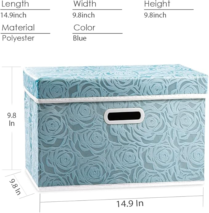PRANDOM Collapsible Storage Cubes with Lids Fabric Decorative Storage Bins Boxes Organizer Containers Baskets with Cover Handles for Bedroom Closet Living Room 14.9x9.8x9.8 Inch 3 Pack
