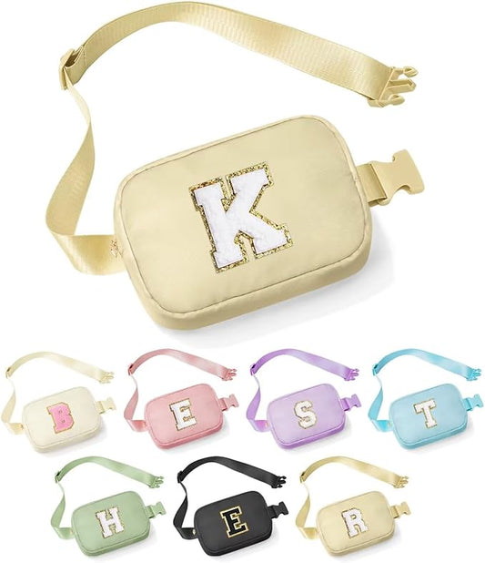 YOOLIFE Initial Belt Bag - Khaki Monogrammed Fanny Pack for Everywhere
