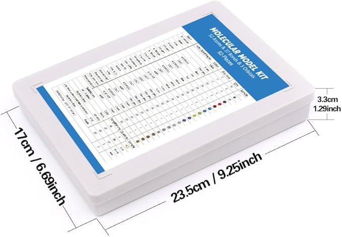 Swpeet 92 Pcs Chemistry Molecular Model Student and Teacher Set, Molecular Model Set for Inorganic & Organic Chemistry - 52 Atoms & 37 Bonds & 3 Orbitals