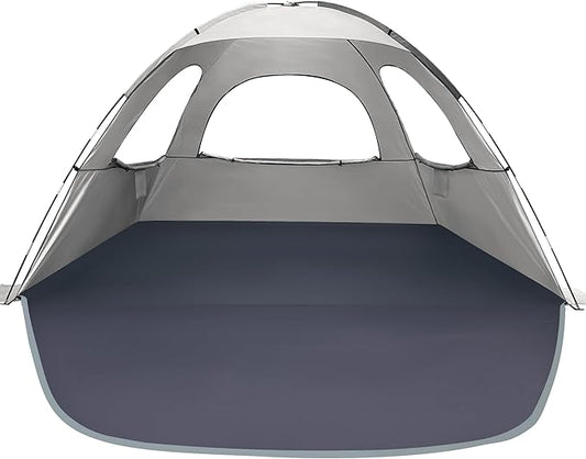 WhiteFang Beach Tent Anti-UV Portable Sun Shade Shelter for 3/4/6/8 Person, Extendable Floor with 3 Ventilating Mesh Windows Plus Carrying Bag, Stakes and Guy Lines