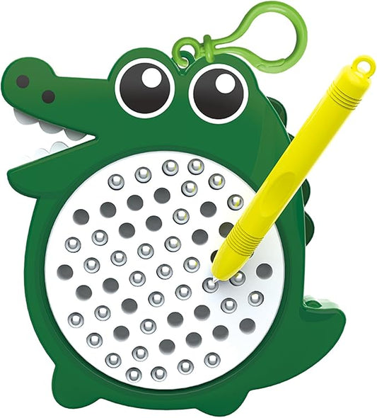 1PCS Crocodile Magnetic Drawing Board for Kids & Toddlers with Beads and Magnet Stylus Pen - Magnetic Travel Toy for Airplane & Car Ride Activities for Kids