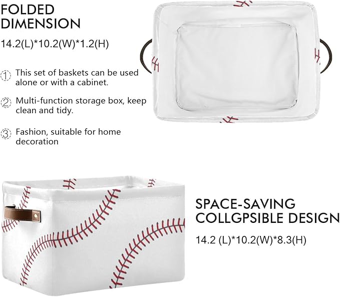 Storage Basket Bin Baseball Organizer Basket Collapsible Shelf Basket Cube with handle for Nursery Bedroom Bathroom