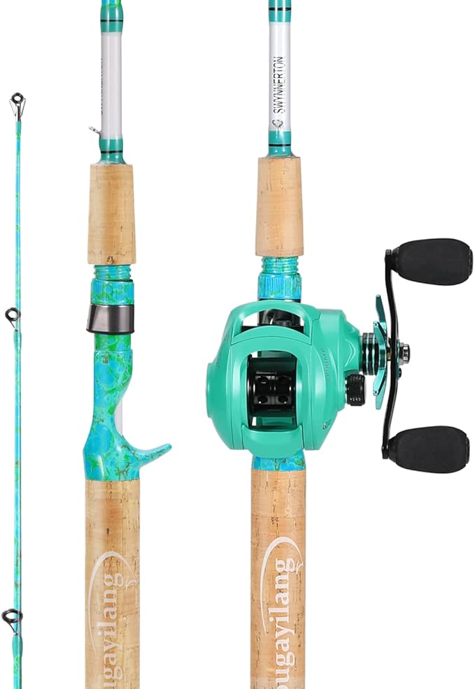 Sougayilang Fishing Rod and Reel Combo, 2-Piece 5-Foot 6-Inch Graphite & Fiberglass Rod, Durable and Strong, Quickset Anti-Reverse Fishing Reel (1Pack/2Pack)